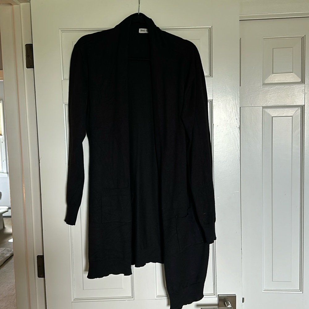 3XL Grace Karin long black cardigan